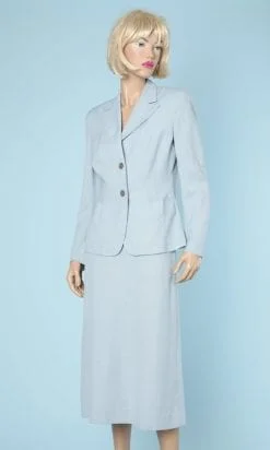 Tailleur en lainage bleu ciel 1960