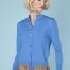 Gilet en lainage bleu 1950
