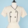 Blouson court 1930 en lin bis et liseré marine