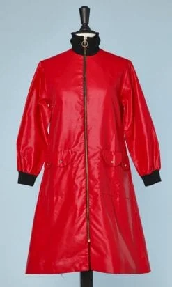 Imperméable 1960 en coton ciré rouge