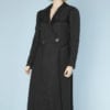 Manteau noir en lainage et jacquard de motifs en soie 1910-1920
