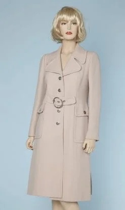 Manteau en jersey de laine beige rosé 1970