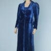 Ensemble robe et veste en velours de soie bleu 1930 - 1940