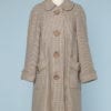 Manteau en lainage à petits carreaux beige et marron 1950