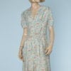Robe 1940 en soie bleu ciel imprimé liberty
