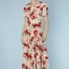 Robe longue en rayonne blanche 1940 imprimée de coquelicots
