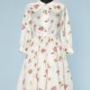 Robe 1950 en nylon blanc imprimée de roses