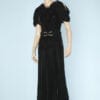 Robe longue en velours de soie noir et lamé or 1930