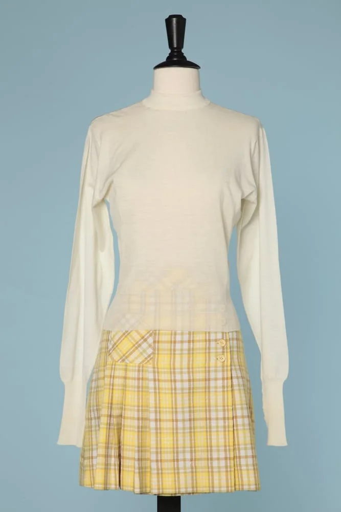 Pull en lainage ivoire 1950 manches longues