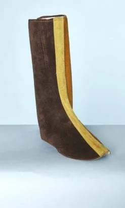 Paire de guêtres en daim tricolores