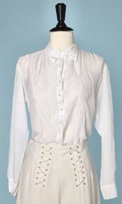 Chemisier 1950 en coton blanc brodé