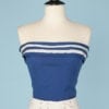 Bustier 1950 en lin bleu à rayures blanches