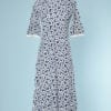 n5865_robe_longue_eponge_1970_bleu_marine_imprime_blanc_taille_36_38_pic001