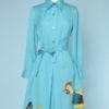 n6035_robe_percale_coton_turquoise_1970_peinte_poules_poussins_taille_38_pic001