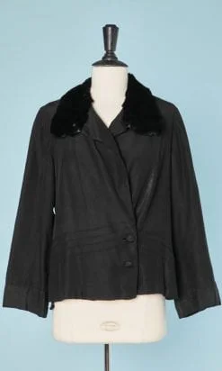 n6146_veste_1920_soie_noire_surpiqures_col_fourrure_taille_40_42_pic001