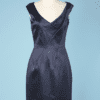 Robe vintage en satin bleu nuit griffée Christian Dior