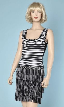 n5064_robe_jersey_noir_blanc_rayures_franges_bicolore_christian_dior_taille_38_pic001