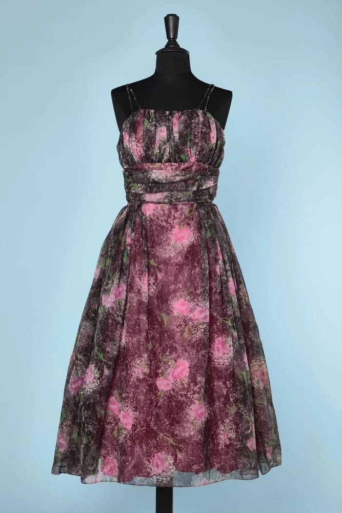 n5357_robe_1950_voile_nylon_gris_imprime_roses_rose_taille_38_pic001
