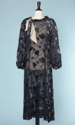 n5966_robe_mousseline_marine_motifs_velours_devore_noirs_blancs_taille_42_44_pic001