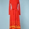n6283_robe_longue_1970_laine_orange_pois_jaunes_taille_36_38_pic001