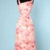 Robe longue 1950 en satin rose damassé et broché