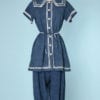 Maillot de bain en lin bleu à col marin vers 1900