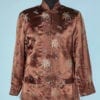 Veste de kimono en satin de soie reversible verte et marron