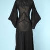 Robe en mousseline de soie noire 1930 à manches pagodes