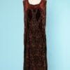 n6420 robe 1920 velours soie marron brode perles irisees decoupes pointes bas pic001