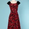 n6469_robe_faille_rouge_velours_noir_motifs_floques_pochoir_bleu_jaune_taille_42_pic001
