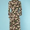 n6499_robe_crepe_noir_imprime_motifs_chevaux_fleurs_ecru_violet_vert_rose_taille_36_pic001