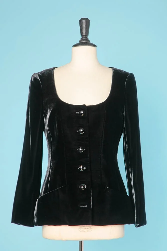 Veste vintage en velours de soie noir Givenchy Couture