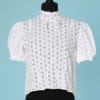 Chemisier blanc en broderie anglaise col montant 1950