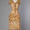 Robe en mousseline 1930 fleurie à double volants