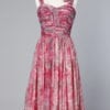 Robe 1950 en mousseline de nylon imprimée rose et gris