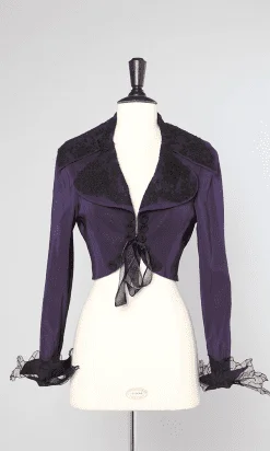 Boléro en soie violet et passementeries noires Lolita Lempicka