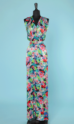 Robe en satin de soie imprimé 1930