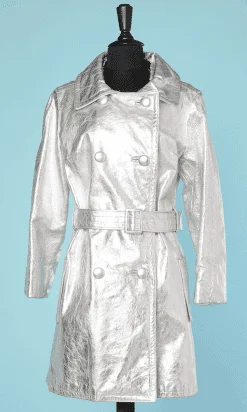 Manteau 1980 en cuir argent