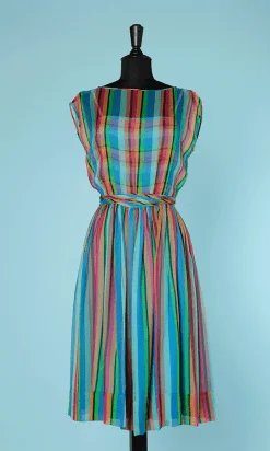 Robe 1960 en mousseline bayadère
