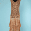 Longue robe en dentelle de soie beige 1930