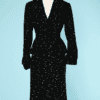 Tailleur 1940 en lainage noir chiné griffé Lilli Ann