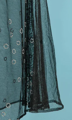 Alternative view of Robe 1925 en tulle noir incrusté de petits strass en cercle