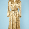 Peignoir en satin jaune jacquard de motifs asiatiques 1940 - 1950
