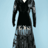 Robe 1950 en velours de soie et tulle de coton incrusté de motifs