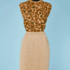 Ensemble pull et jupe 1960 en maille lurex et paillettes
