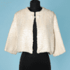 Veste boléro 1960 en lainage blanc pailleté blanc