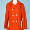 Caban 1970 en drap de laine orange large zip et boutons blancs