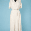 Robe longue en tulle blanc brodé de lacets 1920