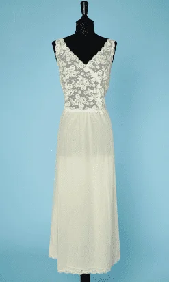 Chemise de nuit en nylon jaune et dentelle Christian Dior