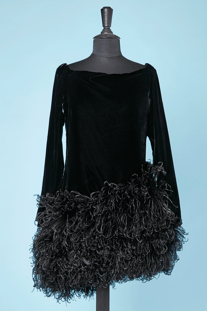Robe de Soirée Vintage Haute Couture Louis Féraud Noir & Argent